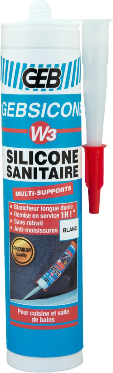 Gebsicone W3 - Mastic silicone pour joints sanitaire 