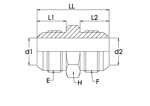 Adapteur droit x2 mâles JIC - acier série 1CC Gem Industrie