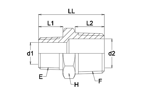  Adapteurs MG x MG - Acier - Mâle gaz conique 