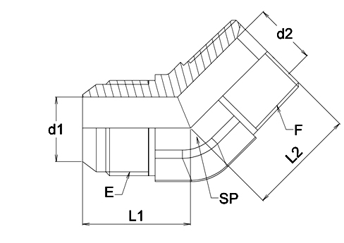 Coude 45° mâle JIC x mâle NPT - acier série 1SD Gem Industrie