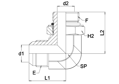 Coude 90° mâle JIC x mâle orientable SAE avec joint OR - acier série 1SE Gem Industrie