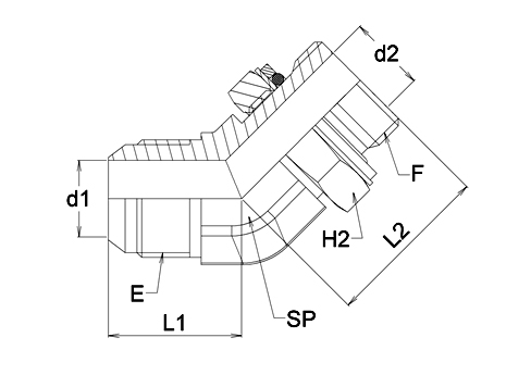 Coude 45° mâle JIC x mâle orientable BSPP joint OR et bague - acier série 1SF Gem Industrie