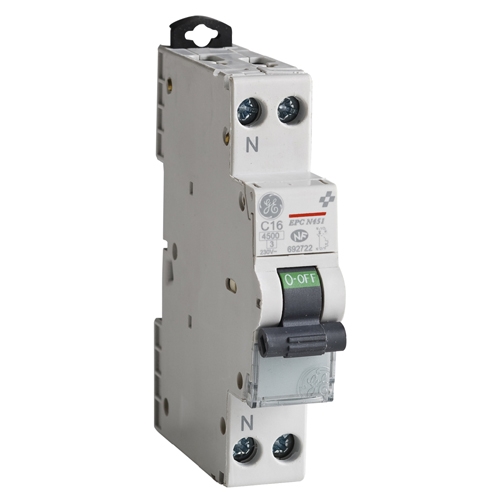 Disjoncteur modulaire Unibis 1P+N - Courbe C - 4,5/6 kA - Vis/vis GE Power