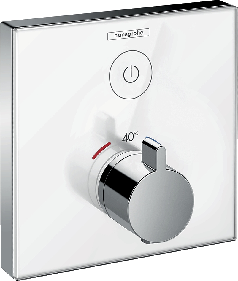 Mitigeur thermostatique douche encastré ShowerSelect Glass avec robinet d'arrêt Hansgrohe