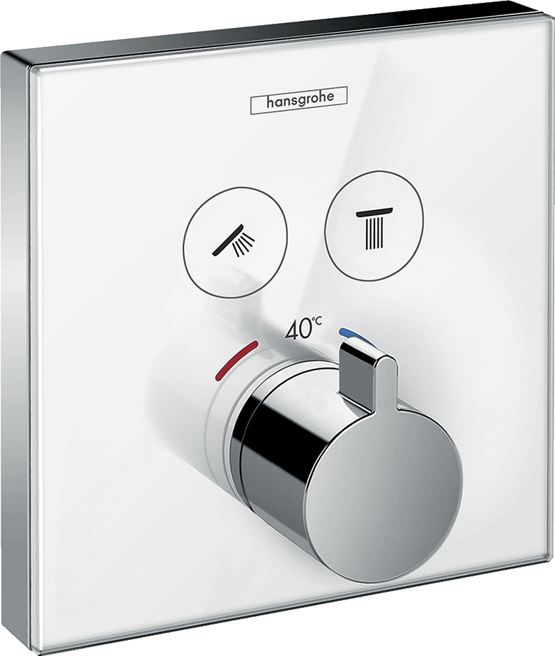 Mitigeur thermostatique douche encastré ShowerSelect Glass avec 2 sorties Hansgrohe
