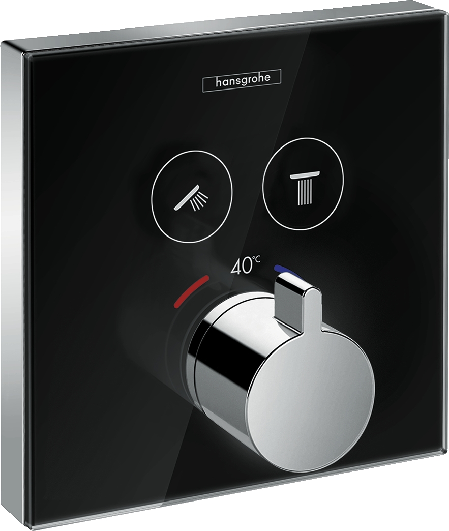 Mitigeur thermostatique douche encastré ShowerSelect Glass avec 2 sorties Hansgrohe
