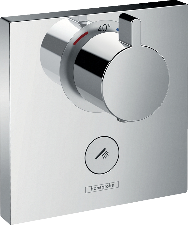 Mitigeur thermostatique douche encastré ShowerSelect carré haut débit 1 sortie et 1 sortie additionnelle Hansgrohe
