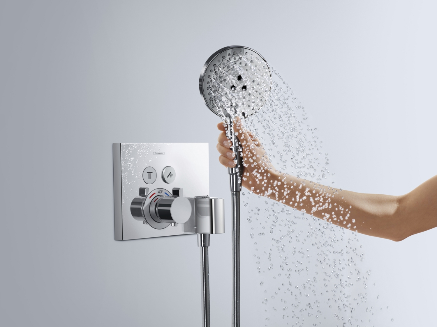 Façade thermostatique 2 sorties ShowerSelect avec support douchette 15765000 Hansgrohe