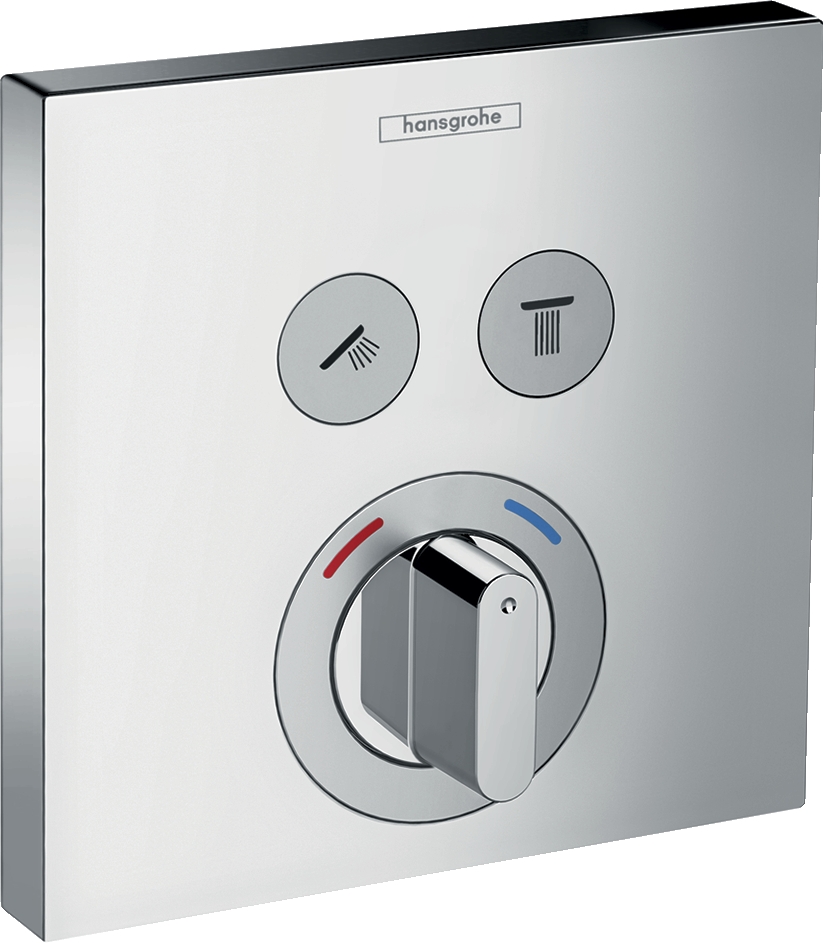 Mitigeur thermostatique douche encastré ShowerSelect carré avec 2 sorties Hansgrohe