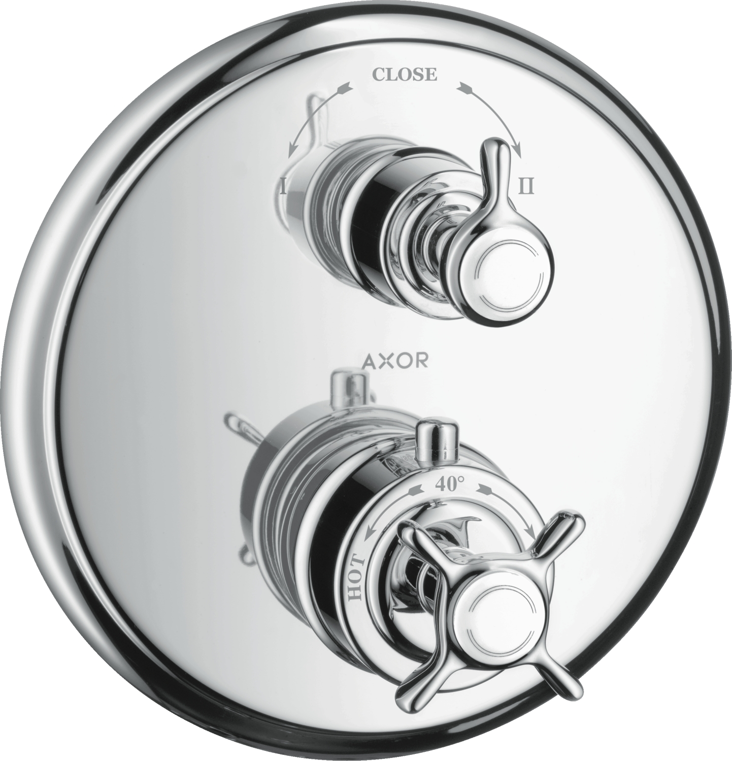  Mitigeur thermostatique inverseur de douche encastré Montreux avec robinet d'arrêt - Poignée croisillon 