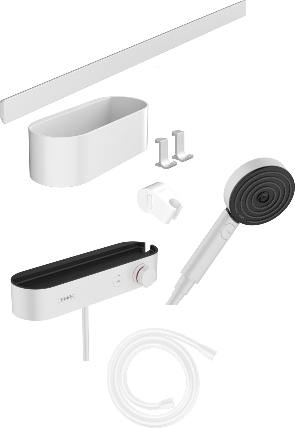 Combiné de douche thermostatique Wallstoris avec accessoires Hansgrohe