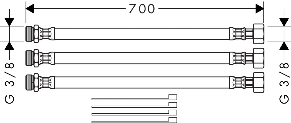 Rallonge flexibles pour mitigeur 2 trous 38960000 Axor