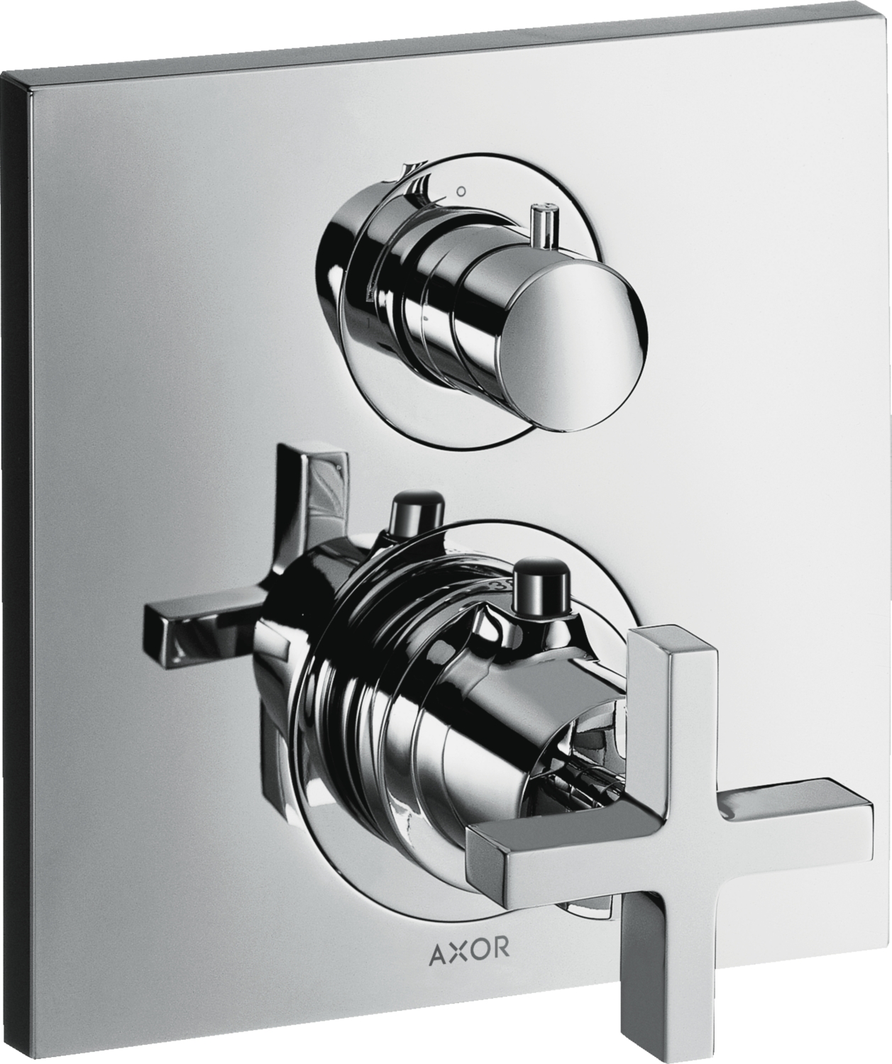 Mitigeur thermostatique de douche encastré Citterio avec robinet d'arrêt - Poignée croisillon Axor