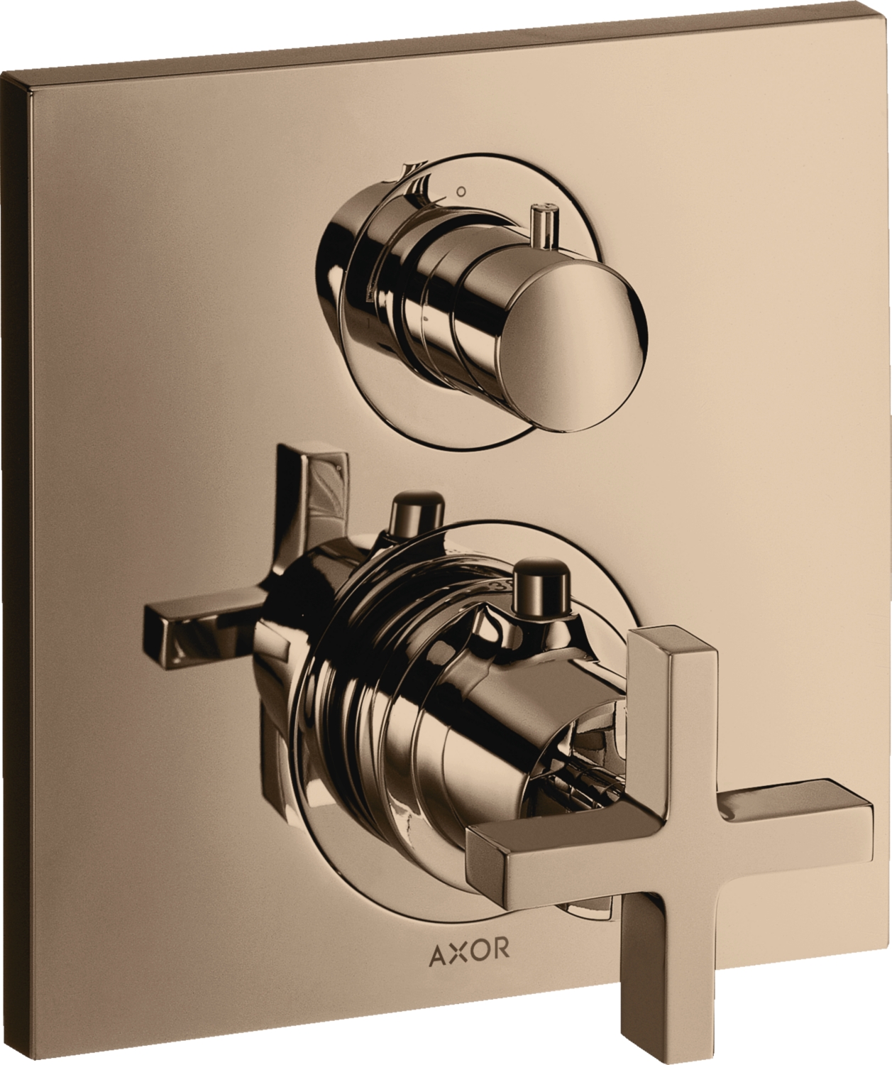 Mitigeur thermostatique de douche encastré Citterio avec robinet d'arrêt - Poignée croisillon Axor