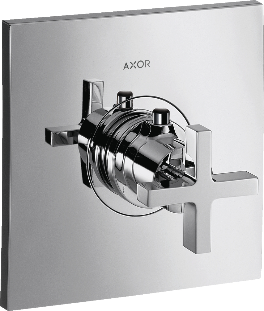 Mitigeur thermostatique de douche encastré Citterio haut débit - Poignée croisillon Axor
