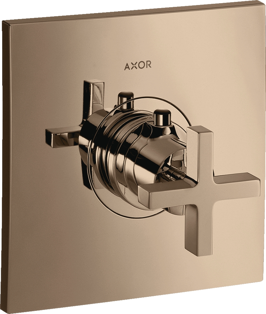 Mitigeur thermostatique de douche encastré Citterio haut débit - Poignée croisillon Axor