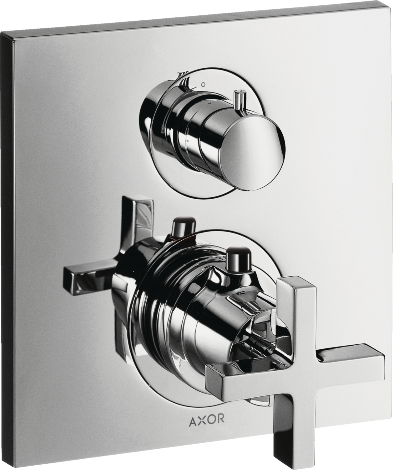 Mitigeur thermostatique inverseur encastré Citterio avec robinet d'arrêt - Poignée croisillon Axor