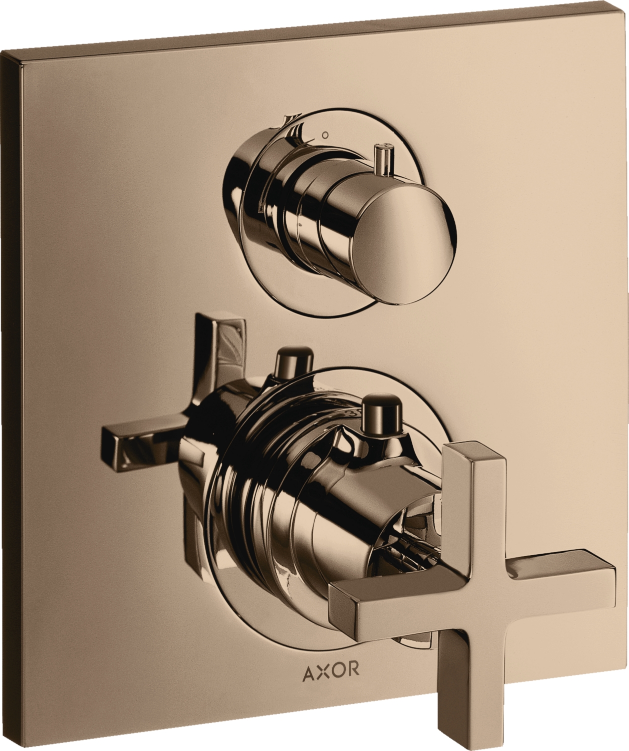 Mitigeur thermostatique inverseur encastré Citterio avec robinet d'arrêt - Poignée croisillon Axor
