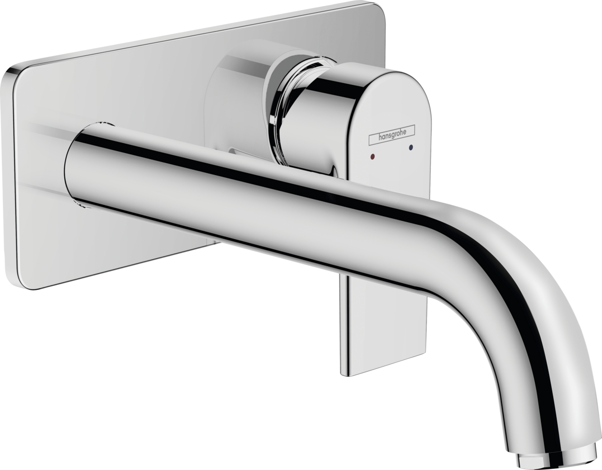 Mitigeur lavabo 2 trous Vernis Shape EcoSmart mural avec platine Hansgrohe