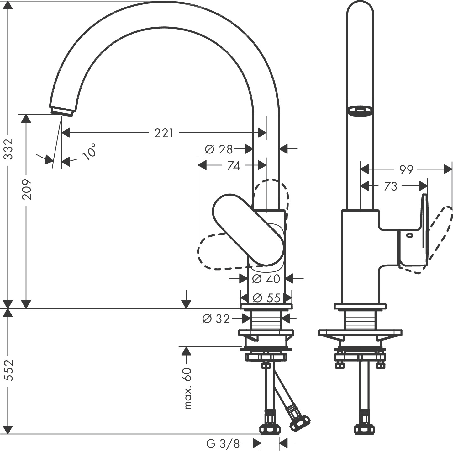 Mitigeur évier Vernis Blend M35 Hansgrohe