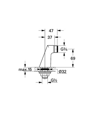 Raccord colonnette oblique 12030000 Grohe