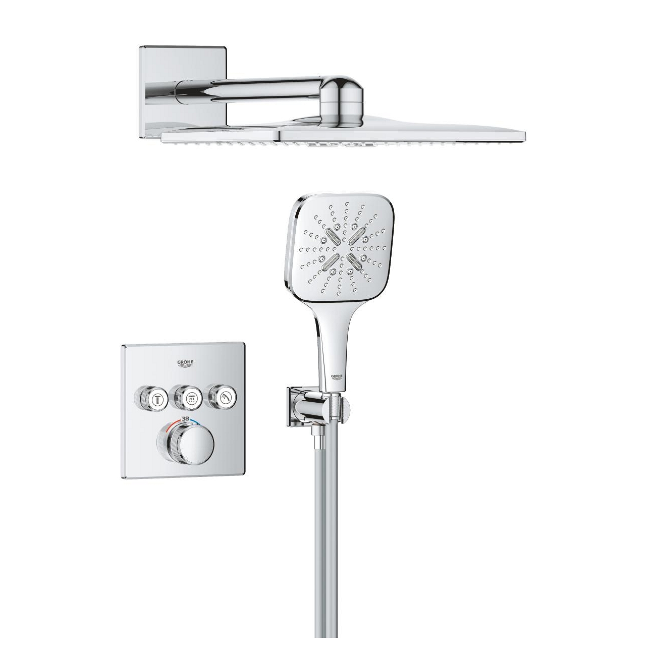 Pack encastré Grohtherm SmartControl Rainshower SmartActive 310 Cube Grohe