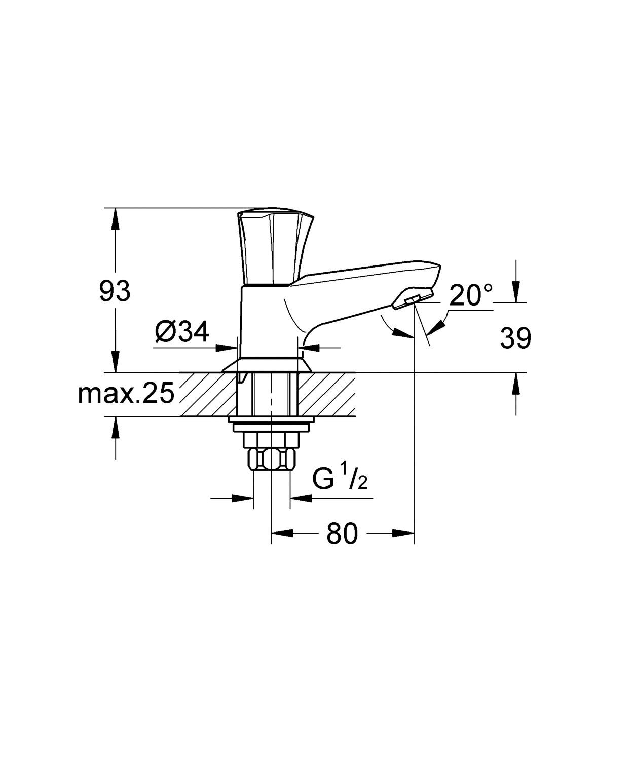 Robinet lave-mains Costa L - Bec bas 20404001 Grohe