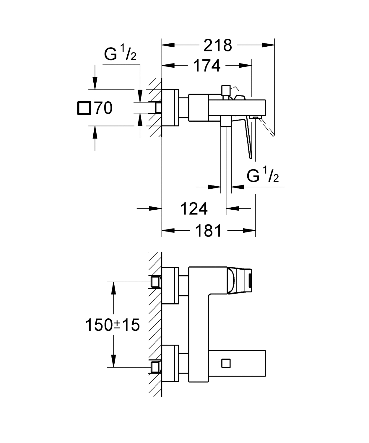 Mitigeur bain-douche Eurocube 23140000 Grohe