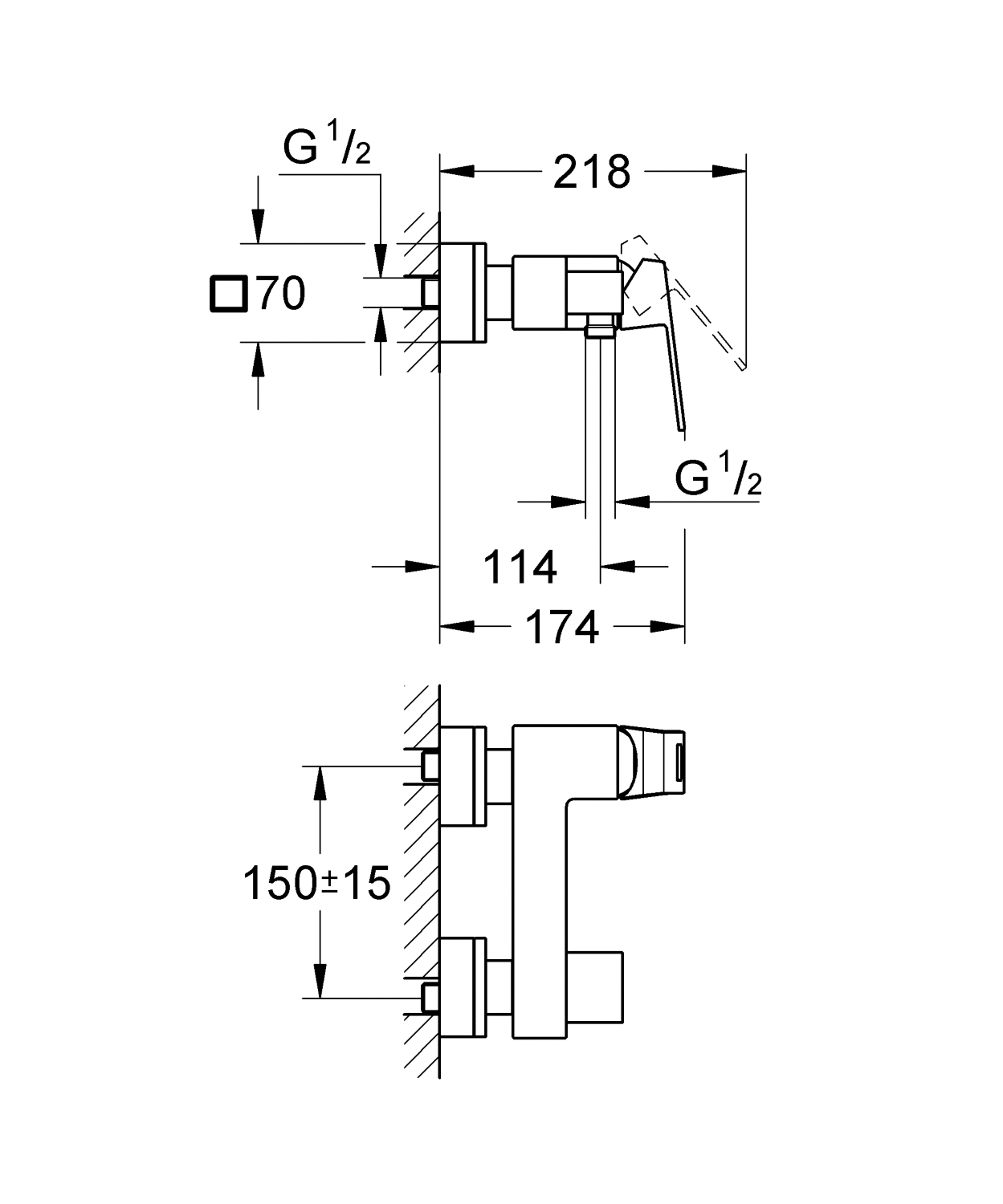Mitigeur douche Eurocube 23145000 Grohe