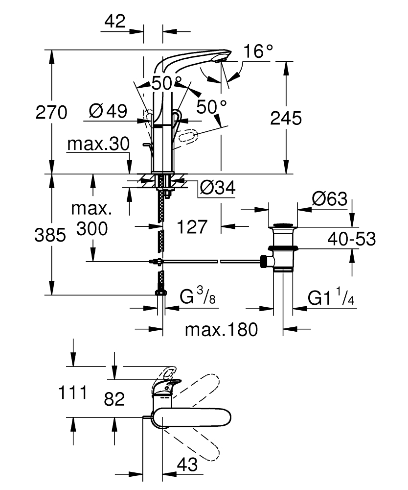 Mitigeur lavabo Eurostyle - Taille L 23569003 Grohe