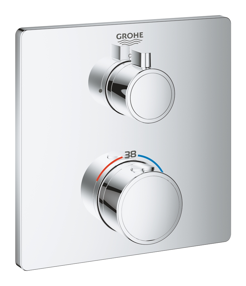 Façade mitigeur thermostatique Grohtherm carré avec vanne d'arrêt 24078000 Grohe