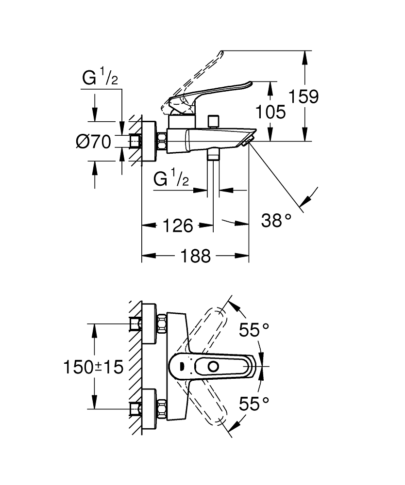 Mitigeur bain-douche Eurosmart Special - Manette ajourée Grohe