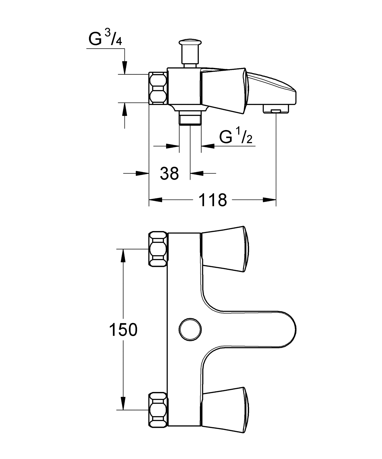 Mélangeur bain-douche Costa S - Sans raccord 25485001 Grohe