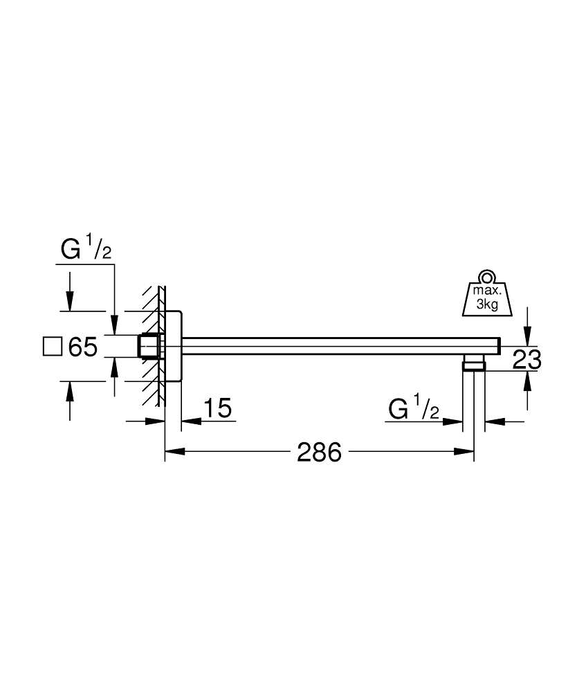 Bras de douche Rainshower rectangulaire 27709000 Grohe