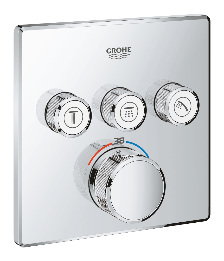  Façade thermostatique 3 sorties Grohtherm SmartControl carré 