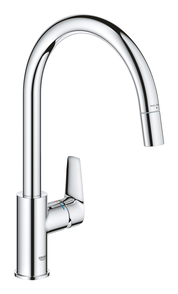 Mitigeur évier bec C Bauedge - Avec douchette extractible Grohe