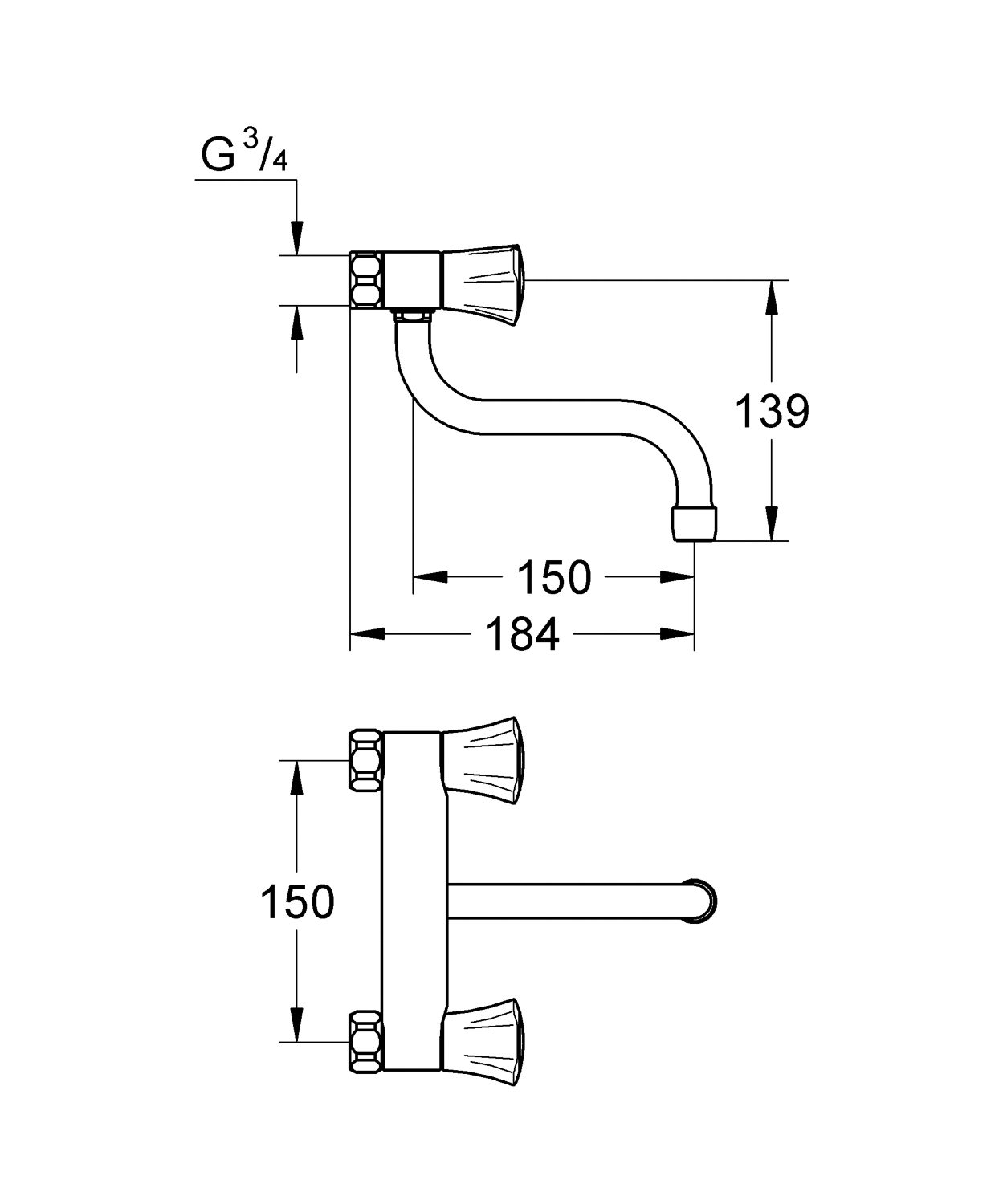 Mélangeur évier Costa L mural - Sans raccord 31182001 Grohe