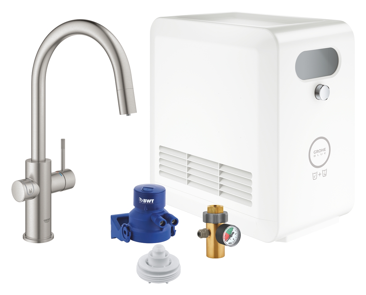 Pack filtrant Blue Professionnel 2 circuits - Mitigeur bec C - Douchette extractible Grohe