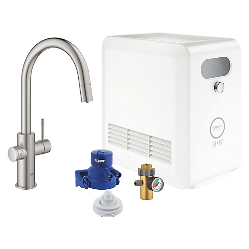 Pack filtrant Blue Professionnel 2 circuits - Mitigeur bec C - Douchette extractible Grohe