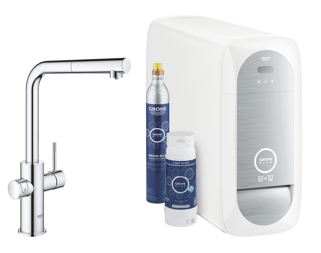 Mitigeur évier bec L Blue Home -Avec douchette extractible - Pack Filtrant Grohe