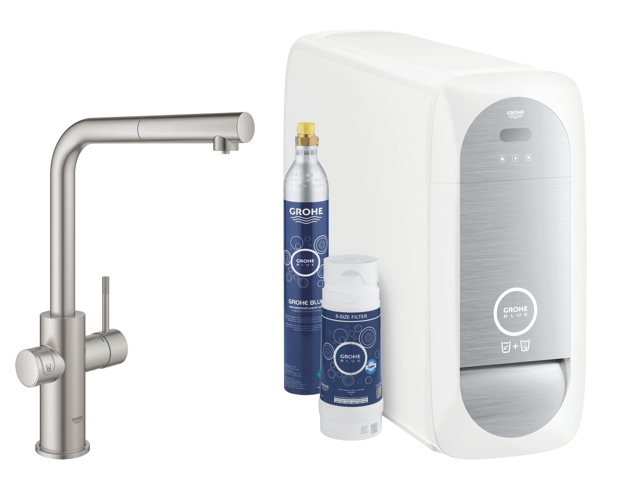 Mitigeur évier bec L Blue Home -Avec douchette extractible - Pack Filtrant Grohe