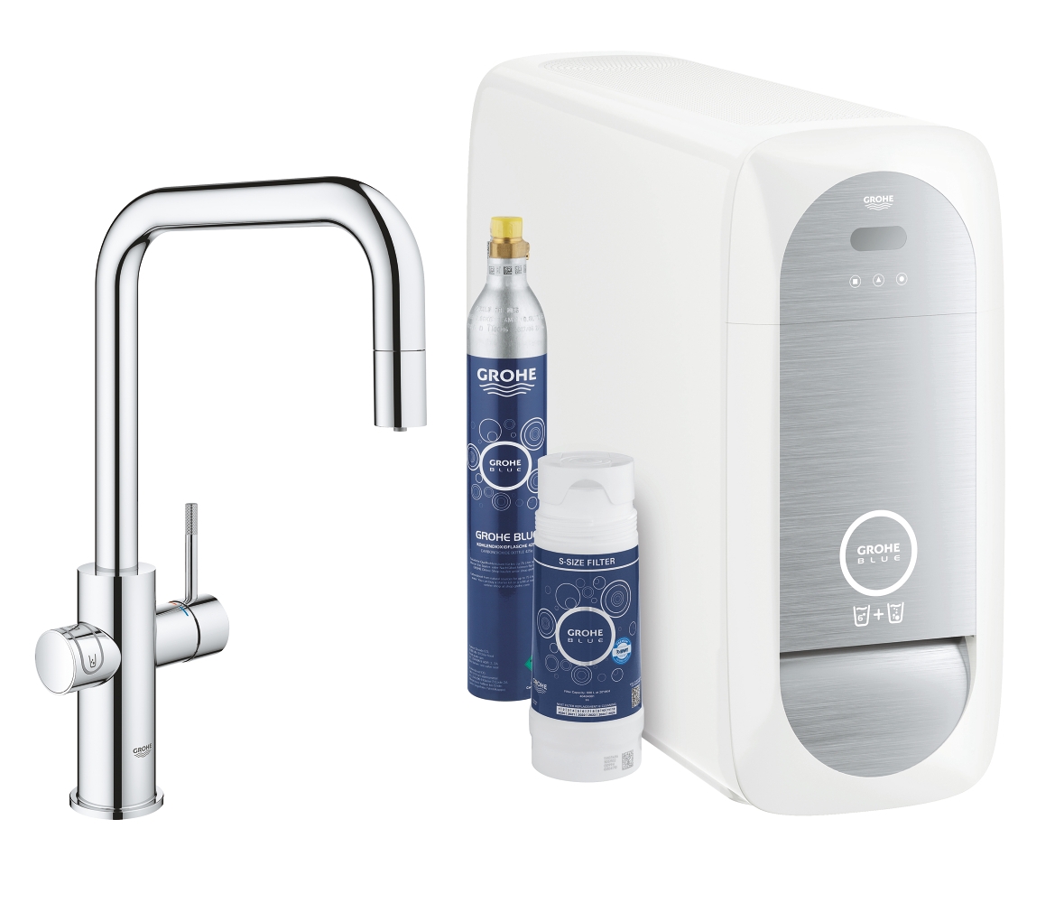 Pack filtrant Blue Home 2 circuits - Mitigeur bec U mousseur extractible Grohe