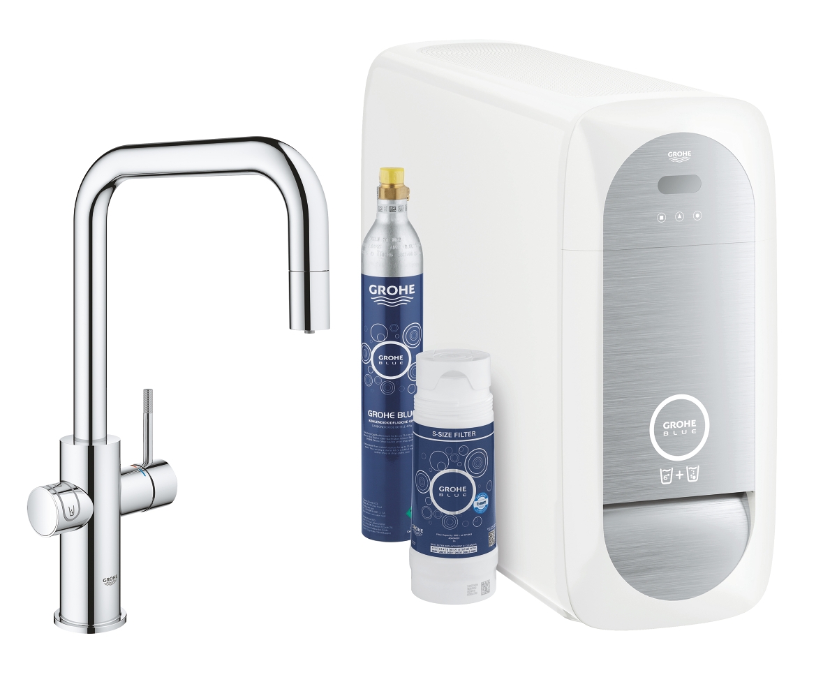 Mitigeur évier bec U Blue Home -Avec douchette extractible - Pack Filtrant Grohe
