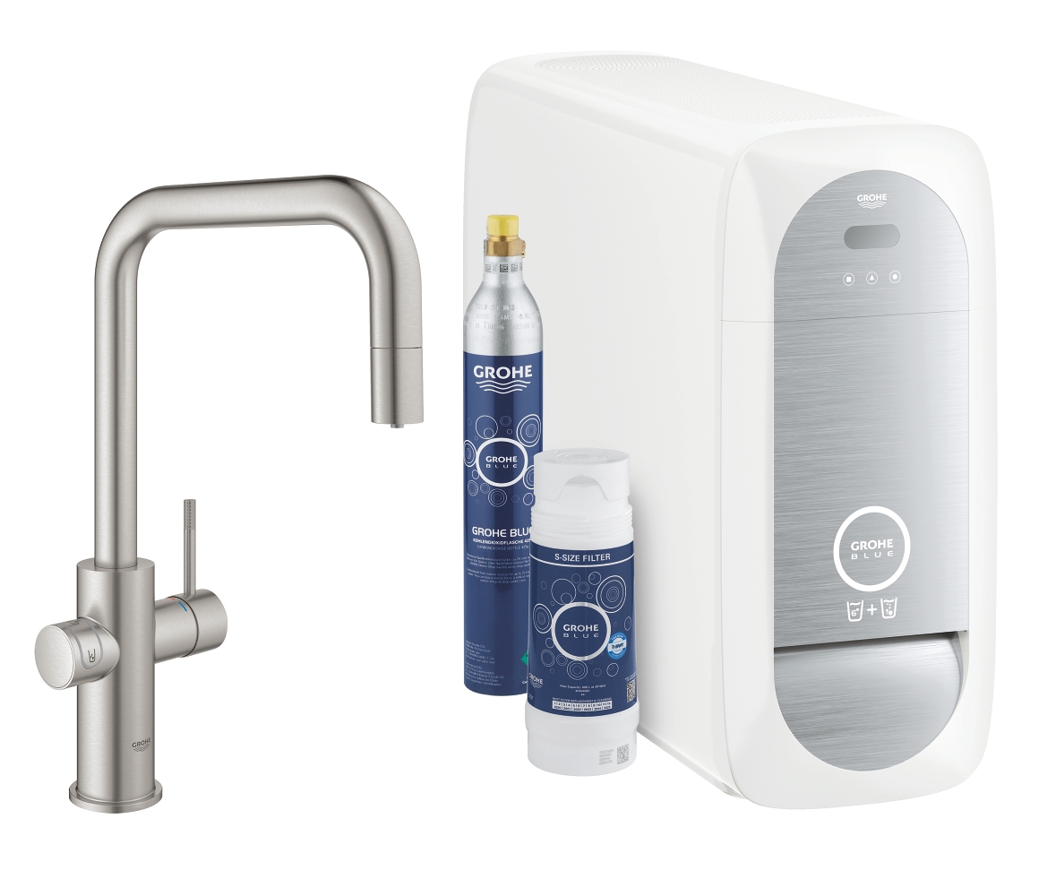 Mitigeur évier bec U Blue Home -Avec douchette extractible - Pack Filtrant Grohe