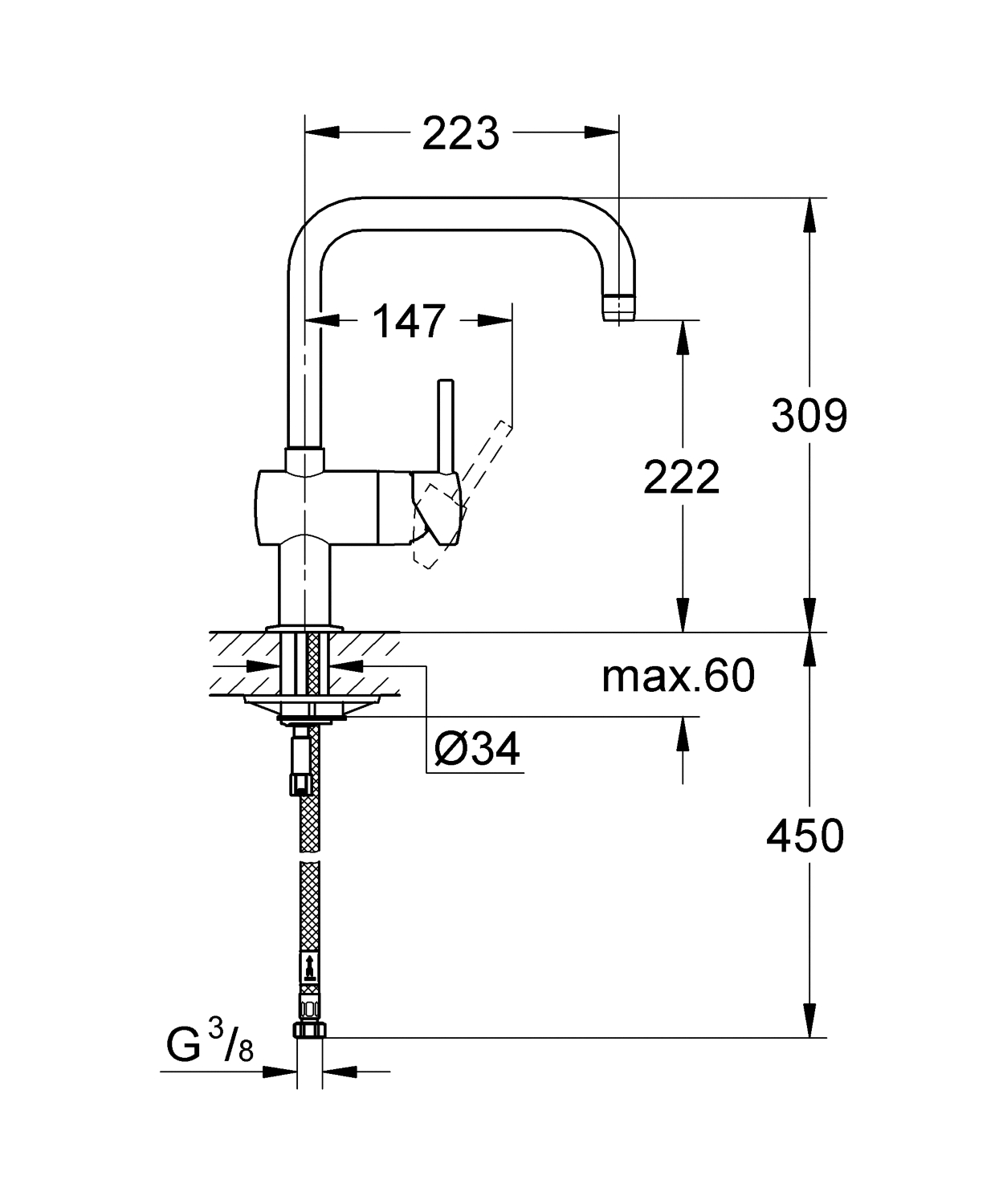 Mitigeur évier Minta - Bec U 32488000 Grohe
