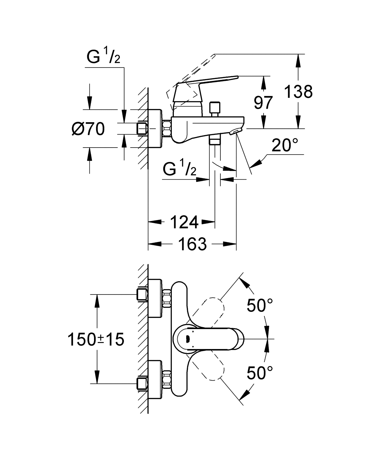 Mitigeur bain-douche Eurosmart Cosmopolitan 32833000 Grohe