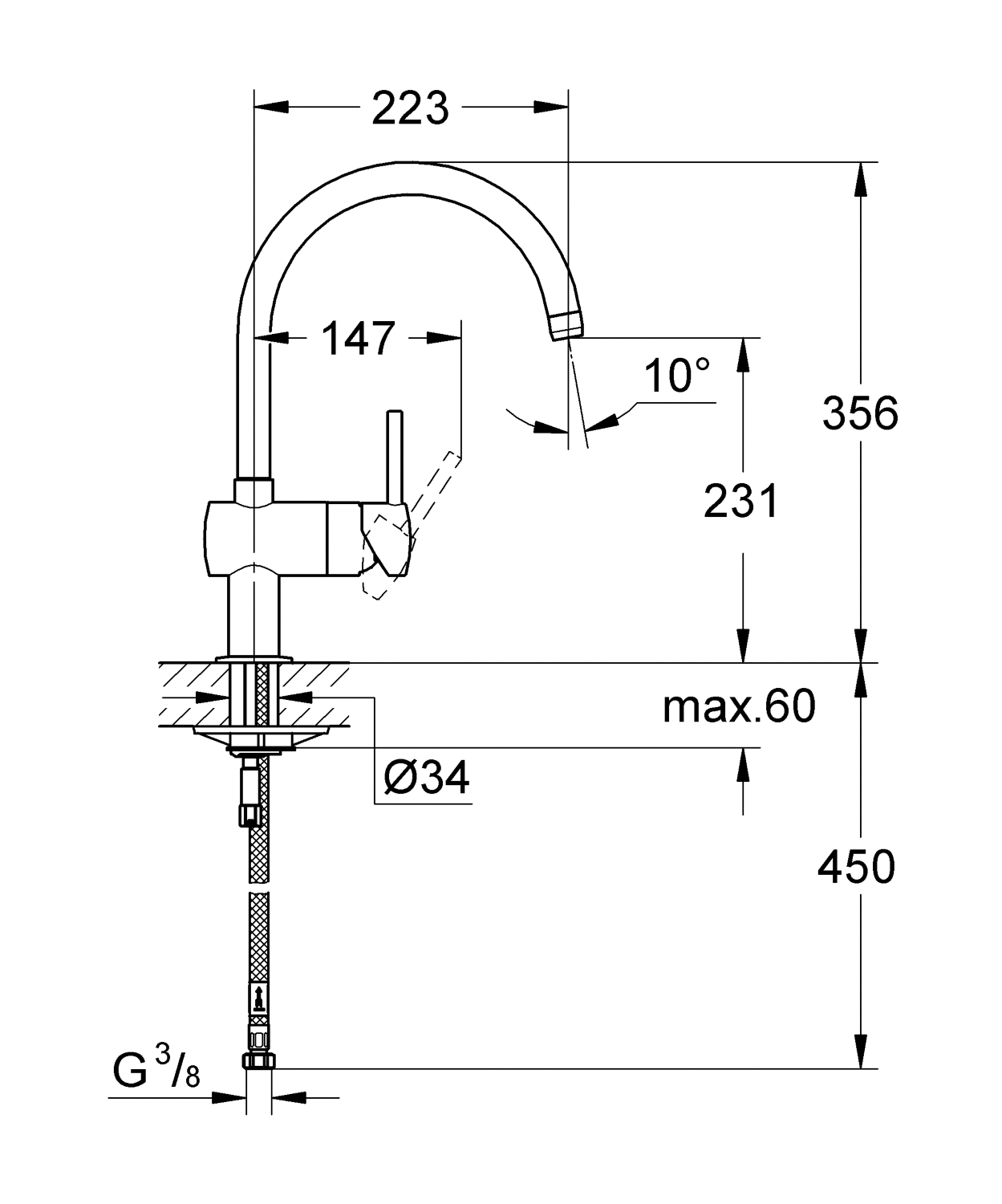 Mitigeur évier Minta - Bec C Grohe