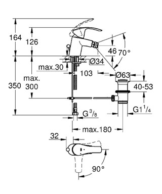 Mitigeur bidet Eurosmart - Taille S 32928002 Grohe