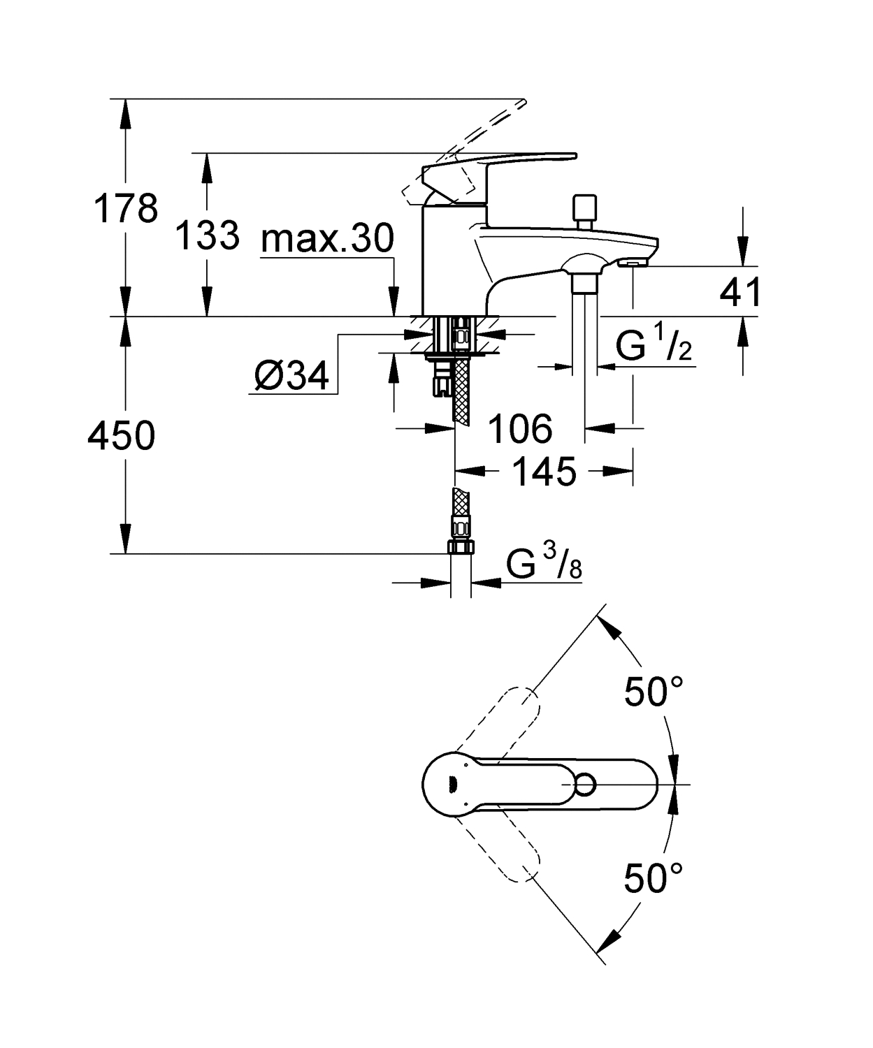 Mitigeur bain-douche Eurostyle Cosmopolitan 32228002 Grohe