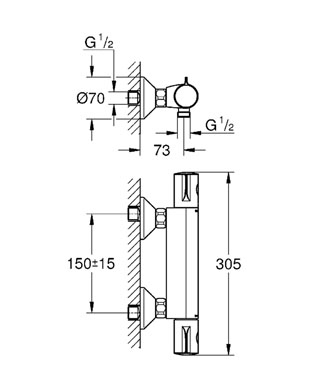 Mitigeur thermostatique douche Grohtherm 800 34562000 Grohe